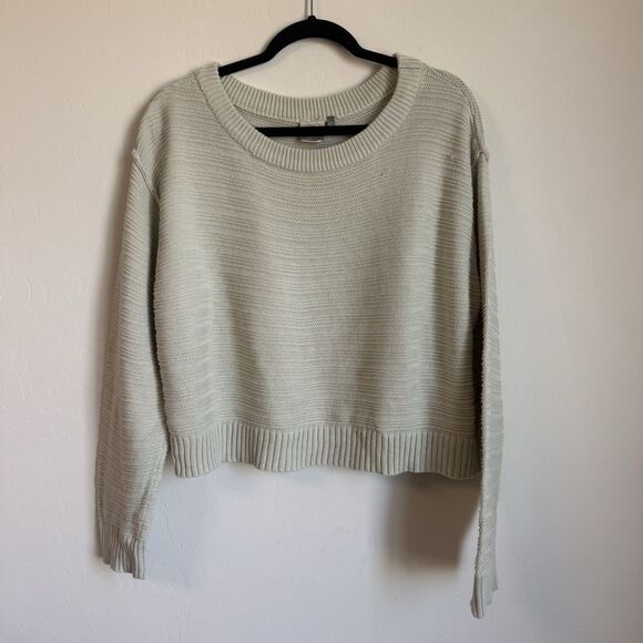 Oversized Boho Cotton Blend Drop Shoulder Long Sleeve Knit Sweater Mint Green - Picture 2 of 12